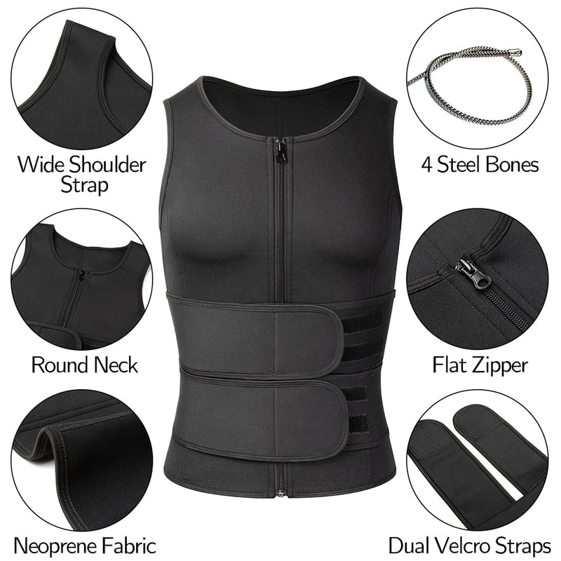 Cheap Men Chest Compression Shirt Body Shaper Slimming Vest Waist Trainer Tank  Tops Weight Loss Undershirt