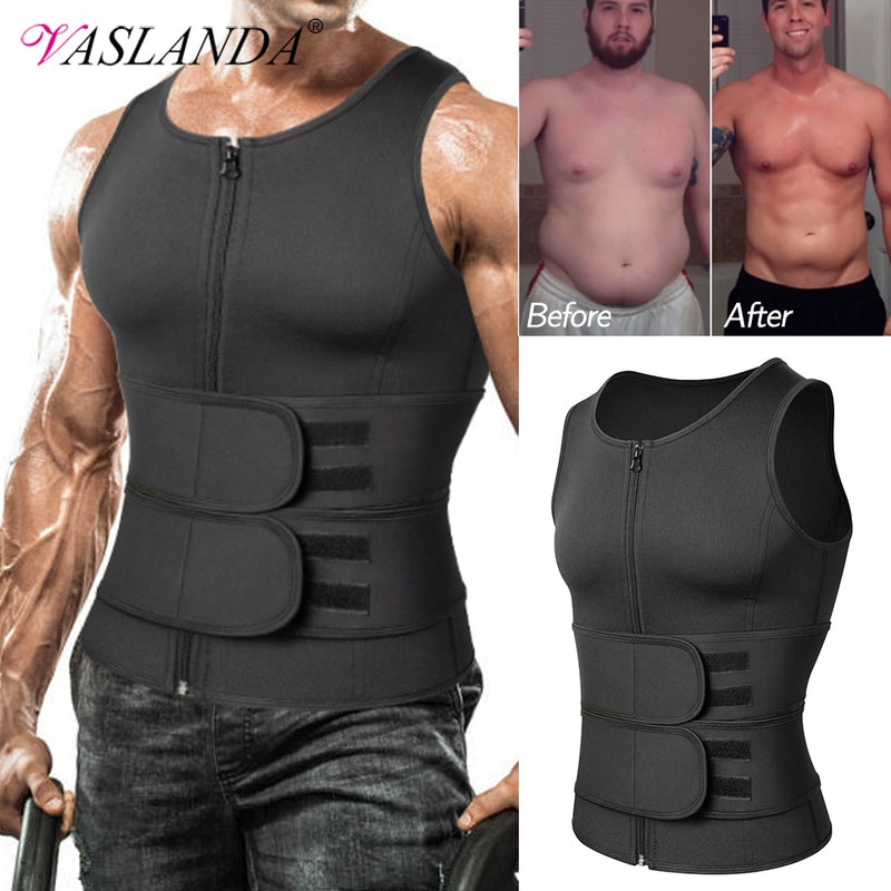 SHAR Men Shapewear Slimming Body Shaper Compressed Shirt Tank Top with  Zipper Underwear for Tummy Control 
